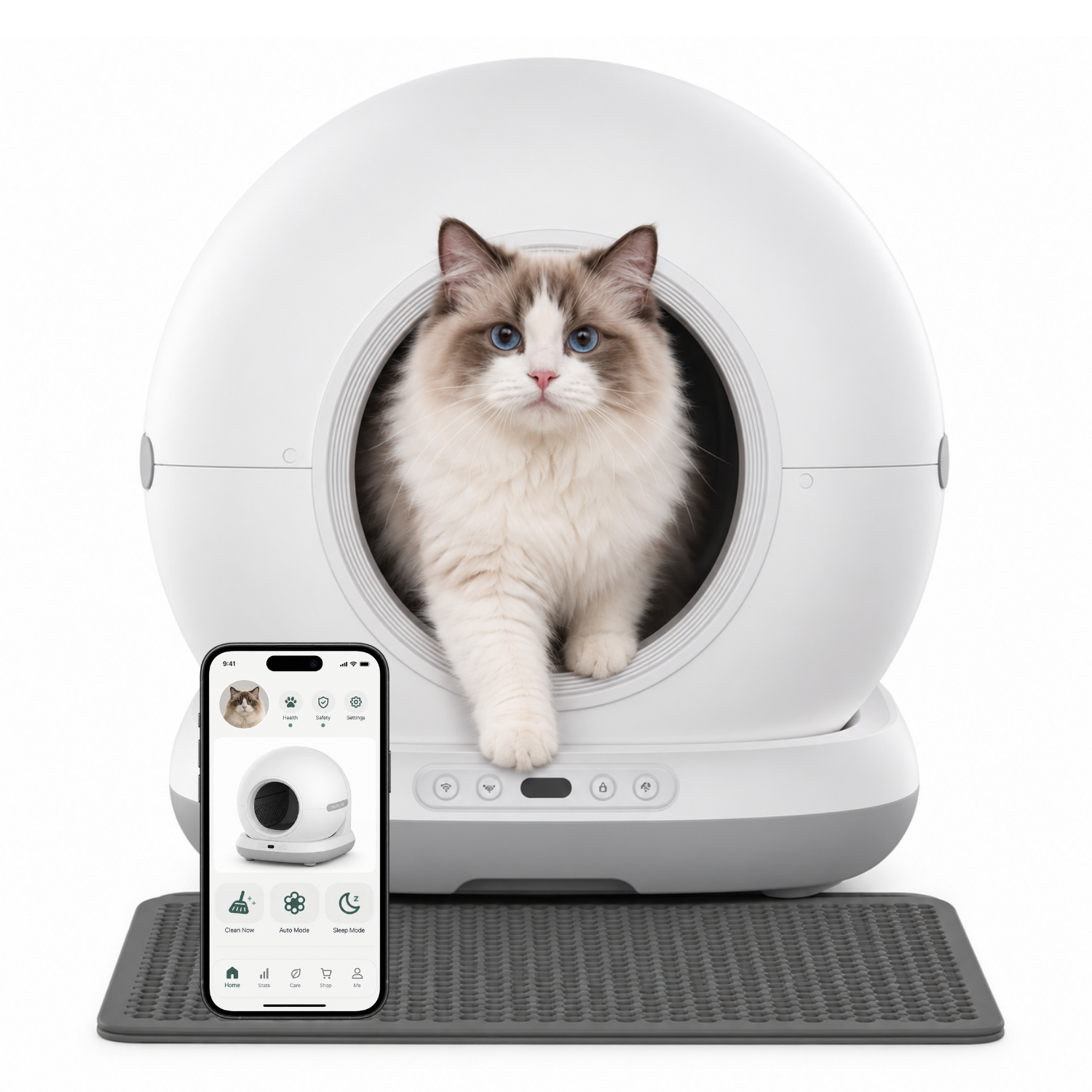 Haustier CB001 Gri Akıllı Otomatik Kedi Tuvaleti, APP ile Uzaktan Kontrol, 75lt Hazne, 7lt Çöp Haznesi, Ağırlık Sensörlü